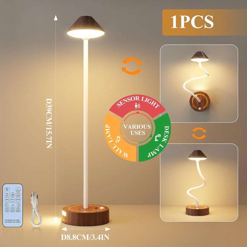 مصباح حائط DIY، عبوة من قطعتين، ضوء RGB لاسلكي قابل لإعادة الشحن مع حساس، مصباح طاولة حديث مع حساس حركة USB، وضع التشغيل المستمر لمدة 8 ساعات، وضع الاستشعار لمدة 20 يومًا، لا يتطلب توصيلات كهربائية لطاولة السرير في غرفة النوم - Image 2