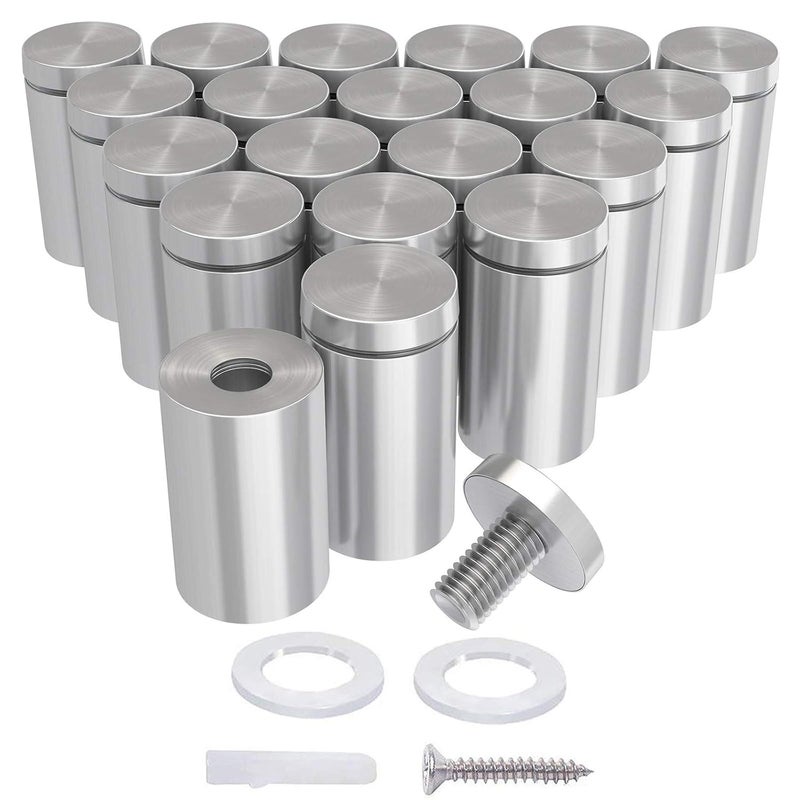 LuckIn 20-Pack Standoff Screws (1/2 in. Dia x 1 in. L), Stainless Steel Standoff Mounting Hardware for Acrylic Signs, Silver - Image 1