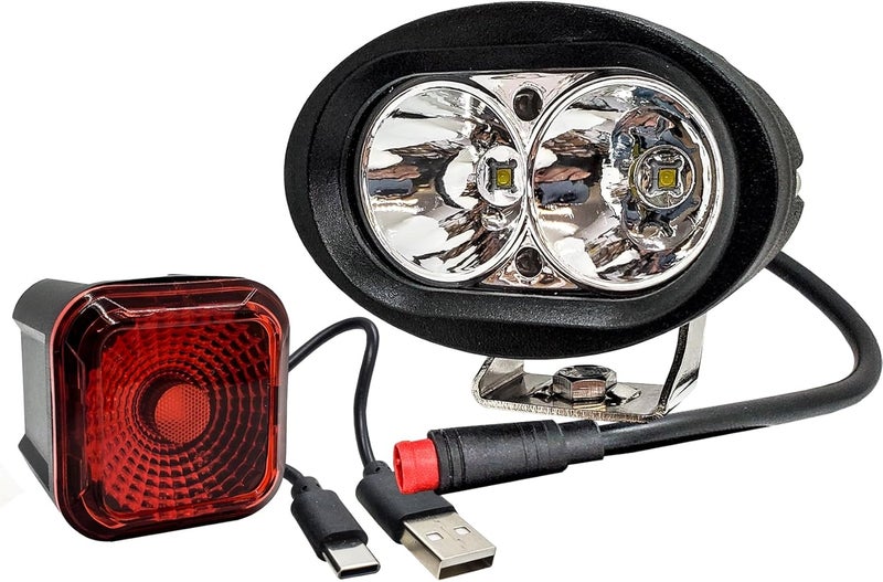 OZ-USA E-Bike High-Output White LED Headlight & USB Rechargeable Smart Sensor Brake Light - Image 3