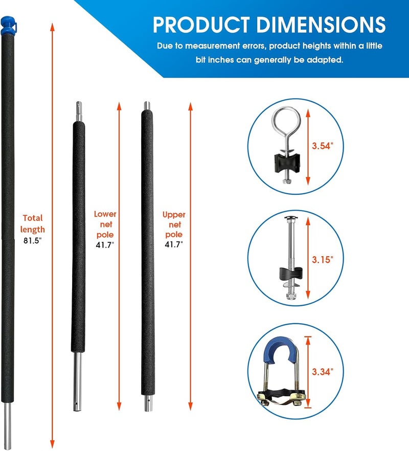 MSSVIGING 8 Universal Trampoline Enclosure Net Poles, Trampoline Poles Replacement and Hardware Fits 8 Straight Poles Round Frame - Image 4