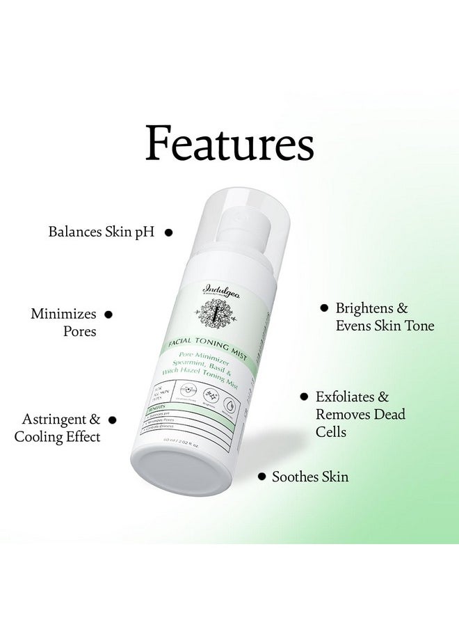 Indulgeo ESSENTIALS Pore Minimizer Spearmint And Basil Facial Toner - Ayush Certified, Hydrating, Refreshing, Ph Balancing Toner For Glowing Skin | Face Mist Refines Pores, Brightens & Smoothens Skin Texture | Suitable For All Skin Types - 60Ml  - Image 4