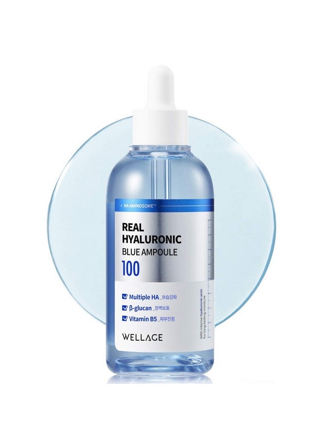 Wellage Real Hyaluronic Blue Ampoule 100 Fragrance Free Hyaluronic Acid Ampoule Hydrating Non Sticky Serum For Sensitive Dry Skin 2.54 Fl.Oz - Image 1