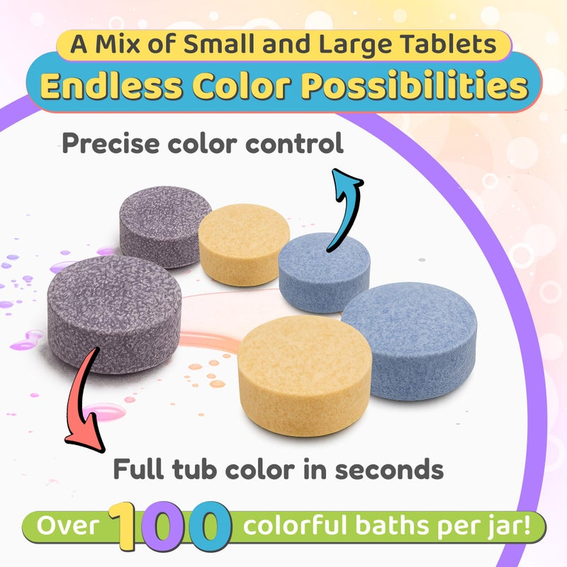 Color My Bath Color MyBath â€“ Bath Color Tablets for Kids, 300 Count Jar â€“ Color Changing, Non-Toxic, Non-Staining, Fragrance-Free â€“ Mix Your Own Rainbow, Fun & Educational â€“ Made in USA (1-Pack) - Image 2