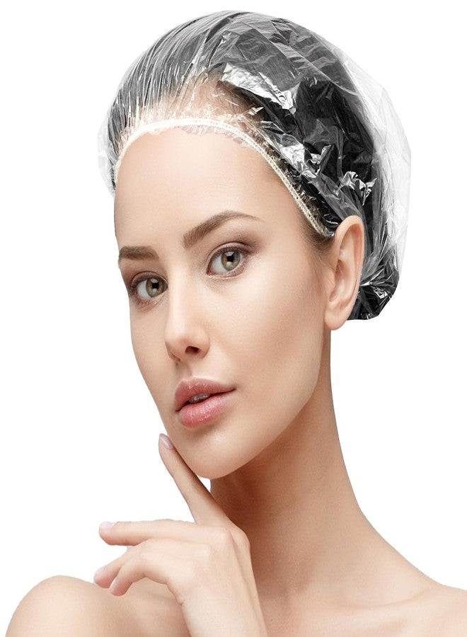 AIDIQIU Larger Shower Caps Disposable, 200PCS Thicker Waterproof Plastic Elastic Hair Bath Caps, Plastic Hair Caps for Women, Spa, Home Use, Hotel and Hair Salon, Portable Travel - Image 1
