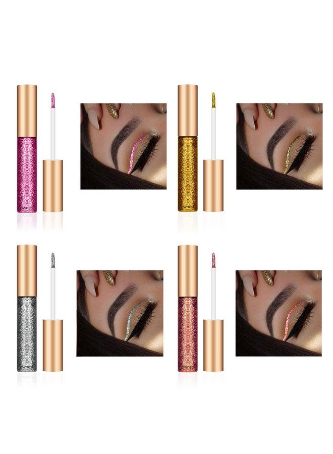 Ownest 10 Colors Liquid Glitter Eyeliner, Metallic Shimmer Glitter Eyeshadow, Long Lasting Waterproof Shimmer Sparkling Eyeliner Eye Shadow-10pcs - Image 4