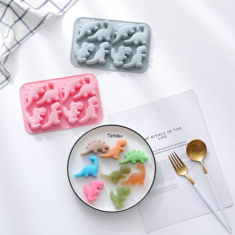 Sujosa Silicone Cake Pop Mold Non Stick Fancy Mold Cake Pan 8 Cavity dinosaur shape Candy Cupcake Cornbread Chocolate Brownie Gummy Resin Crafts Cake - Image 3