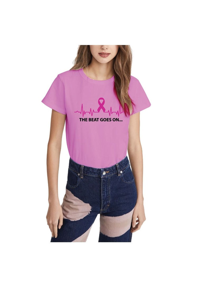 PRINTSHOP4ME October Month PinkCancer Awareness Round Neck Short Sleeve T-shirt Unisex  - Image 1