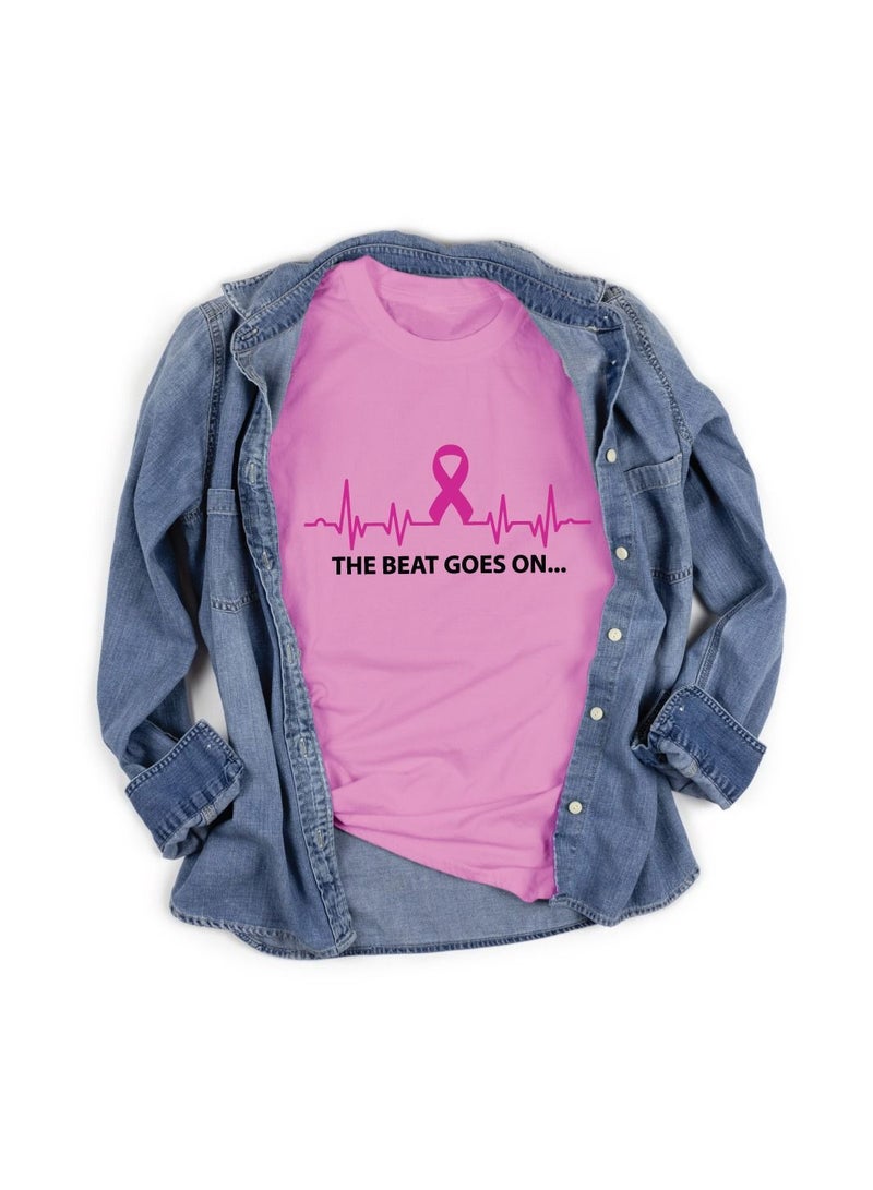 PRINTSHOP4ME October Month PinkCancer Awareness Round Neck Short Sleeve T-shirt Unisex  - Image 4