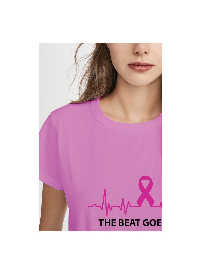 PRINTSHOP4ME October Month PinkCancer Awareness Round Neck Short Sleeve T-shirt Unisex  - Image 3