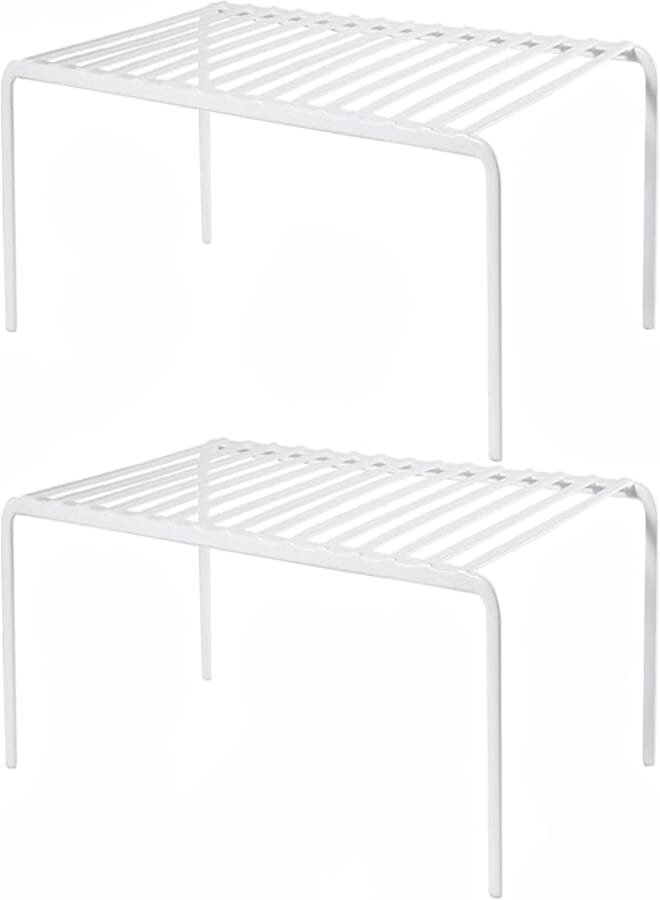 Orgneas Freezer Shelf, Cabinet Shelf Organizer 15.7" x 9.4" Strong Bearing Capacity Wire Shelf Riser for Plates and Dishes, 2 Pack