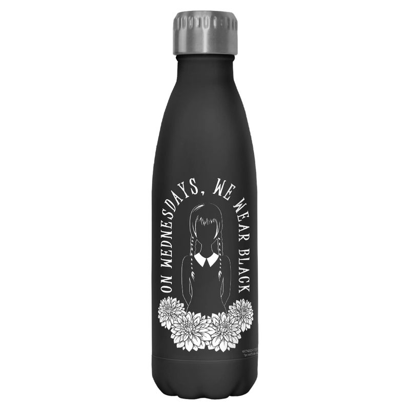 Wednesday Wear Black 17 oz Stainless Steel Water Bottle 17 Ounce Multicolored
