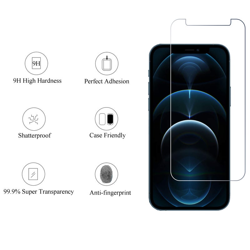 Ailun 2Pack Screen Protector Compatible for iPhone 12 Pro[6.1 inch] + 2 Pack Camera Lens Protector,Tempered Glass Film,[9H Hardness] - HD - Image 2