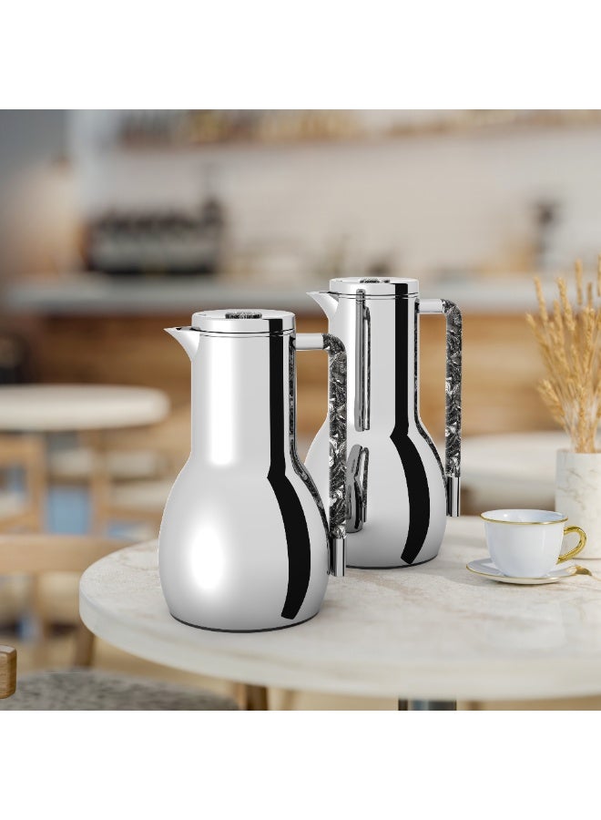 ريجال من Ripple – طقم ترمس فاكيوم مكون من قطعتين (0.7 لتر + 1.0 لتر) | جسم من الستانلس ستيل ببطانة زجاجية | عزل حراري مزدوج - Image 1