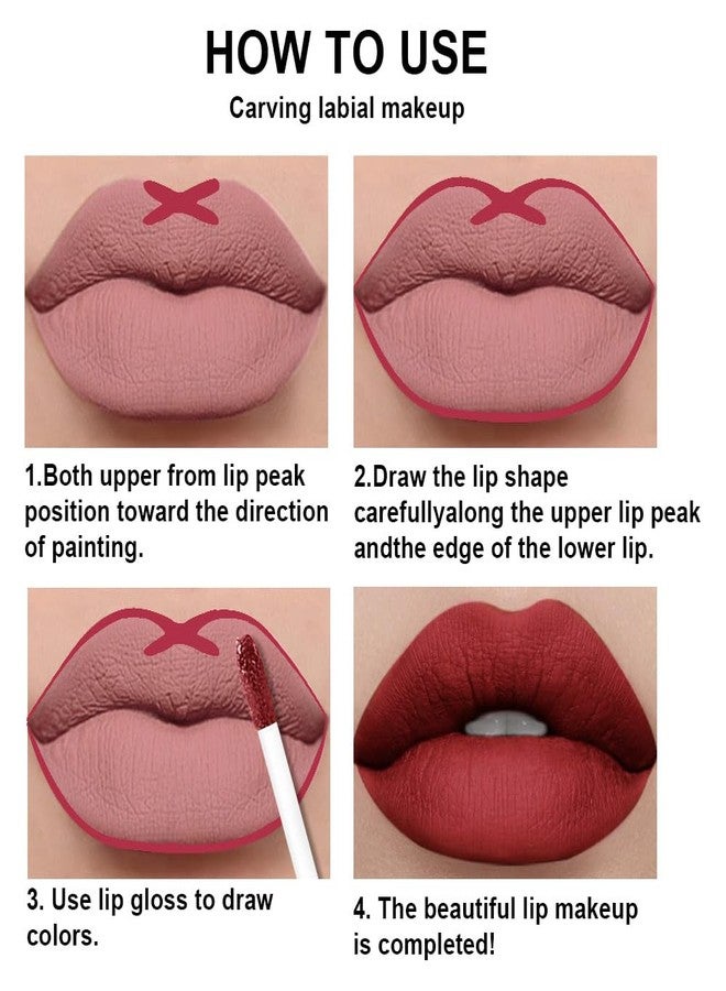 AMY'S DIARY 2Pcs Red Matte Lip Liner and Lipstick Makeup Set, Reds Lip Stain Lip Gloss Matt Liquid Lipstick 24H Long Lasting lapiz labiales mate 24 horas originales larga duracion (Red 58#) - Image 4