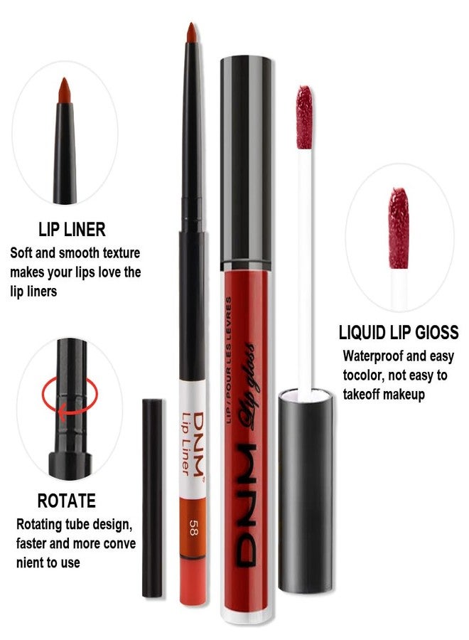 AMY'S DIARY 2Pcs Red Matte Lip Liner and Lipstick Makeup Set, Reds Lip Stain Lip Gloss Matt Liquid Lipstick 24H Long Lasting lapiz labiales mate 24 horas originales larga duracion (Red 58#) - Image 3