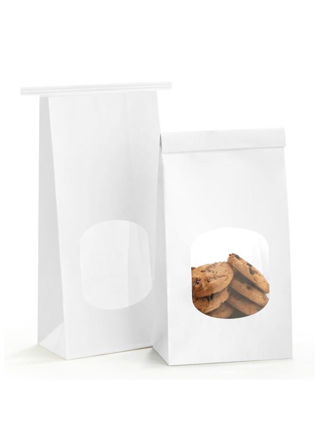 BagDream Bakery Bags with Window 100Pcs 4.5x2.36x9.6 Inches White Kraft Paper Bags with Window, Tin Tie Tab Lock, for Bakrery, Cookie, Coffee Bean, Snack - Image 1
