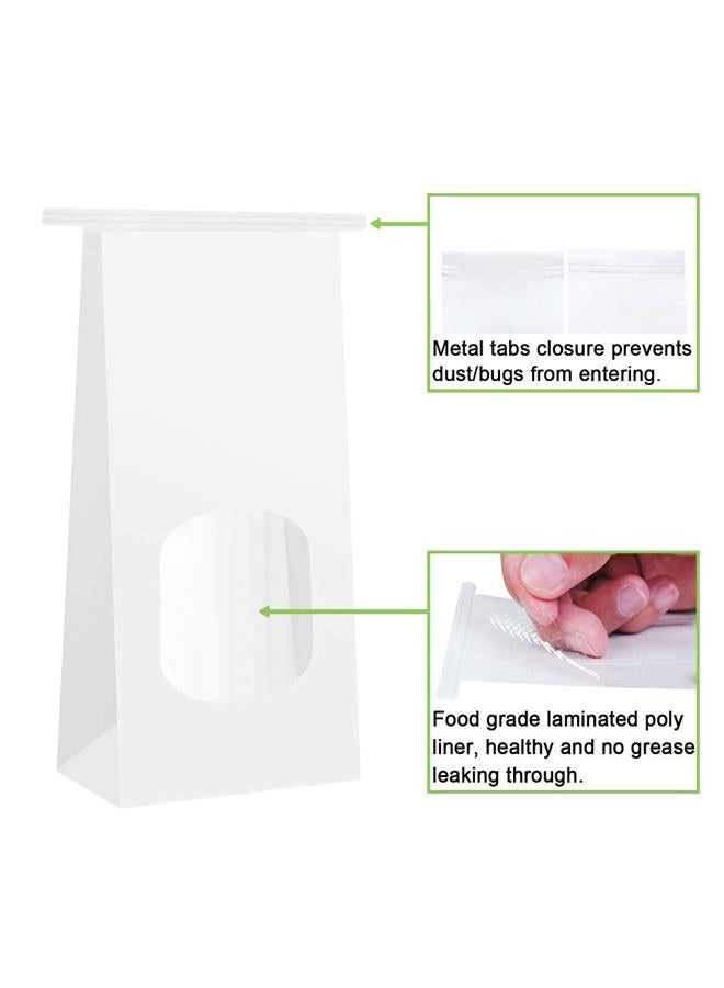 BagDream Bakery Bags with Window 100Pcs 4.5x2.36x9.6 Inches White Kraft Paper Bags with Window, Tin Tie Tab Lock, for Bakrery, Cookie, Coffee Bean, Snack - Image 5