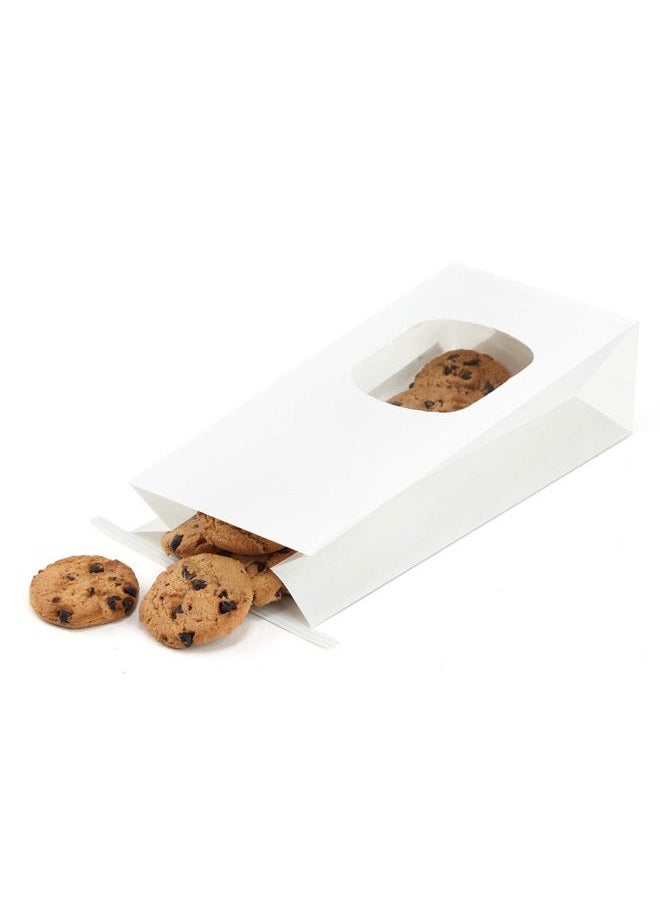BagDream Bakery Bags with Window 100Pcs 4.5x2.36x9.6 Inches White Kraft Paper Bags with Window, Tin Tie Tab Lock, for Bakrery, Cookie, Coffee Bean, Snack - Image 4