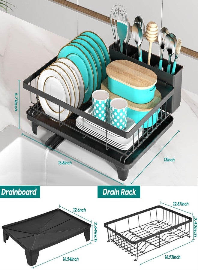 MERRYBOX Dish Racks for Kitchen Counter, 2025 Upgrade Large Sink Dish Drying Rack with 3-Compartment Utensil Holder 16.8" D x 13" W x 5.71" H - Image 2