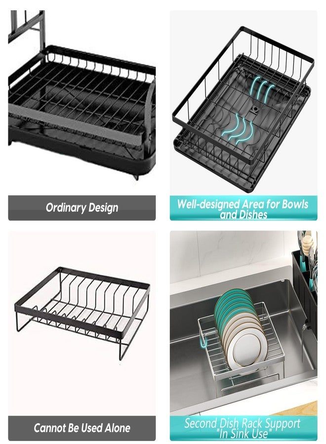 MERRYBOX Dish Racks for Kitchen Counter, 2025 Upgrade Large Sink Dish Drying Rack with 3-Compartment Utensil Holder 16.8" D x 13" W x 5.71" H - Image 4