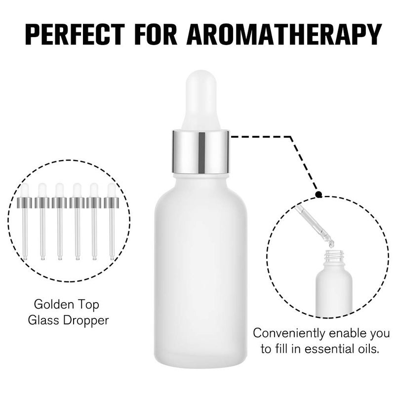 PrettyCare 4 Pack 1oz Dropper Bottle for Essential Oils, 30 ml Frosted Clear Glass Leak Proof Essential Oils Bottles with Labels, Funnels- Empty Tincture Bottles for Personal Care & Beauty - Image 3