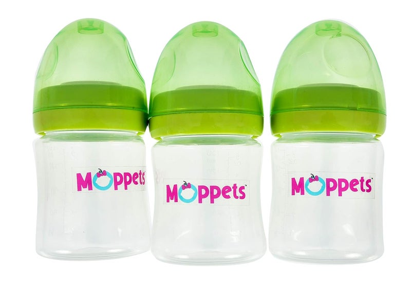 Moppets PRO-Breastmilk 3Pc Storage Bottles with Leak Proof Lid & Dust Covers (Upto 8 oz/180ml) - Store & Freeze Compatible - Image 2