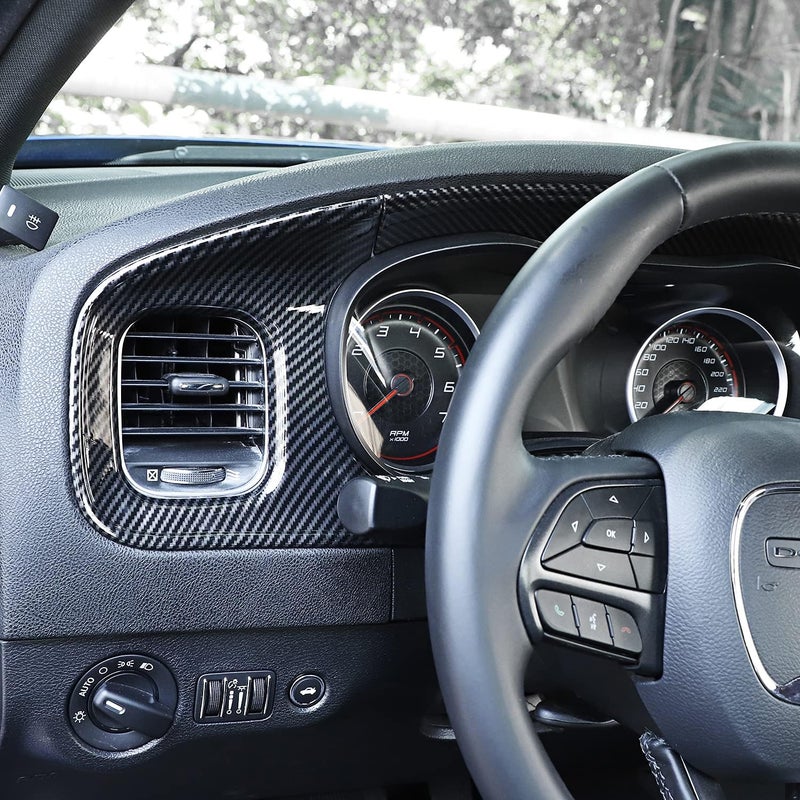 Hoolcar تقليم لوحة التحكم المركزية من ألياف الكربون من هولكار لسيارة دودج تشارجر 2015-2020 - Image 3