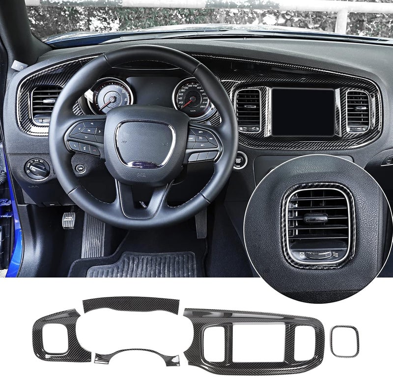 Hoolcar تقليم لوحة التحكم المركزية من ألياف الكربون من هولكار لسيارة دودج تشارجر 2015-2020 - Image 1