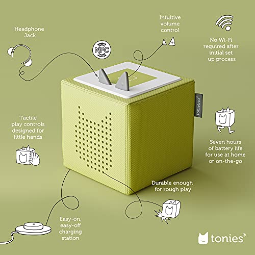 Tonies توني بوكس 1 مجموعة بدء تشغيل مشغل الصوت مع جرو اللعب - استمع وتعلم والعب مع صندوق صغير يمكن احتضانه - أخضر - Image 3