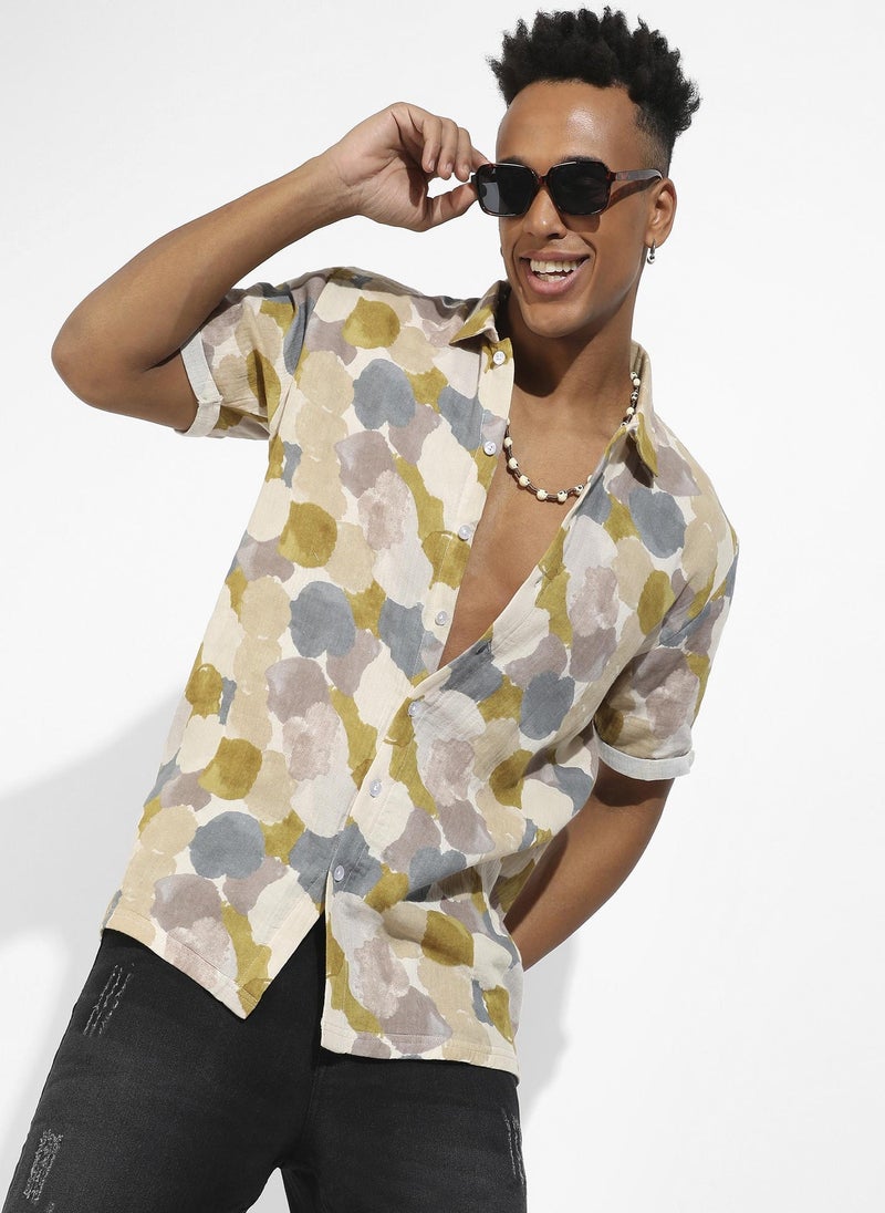 Instafab Plus Men's Multicolour Abstract Print Shirt - Image 1