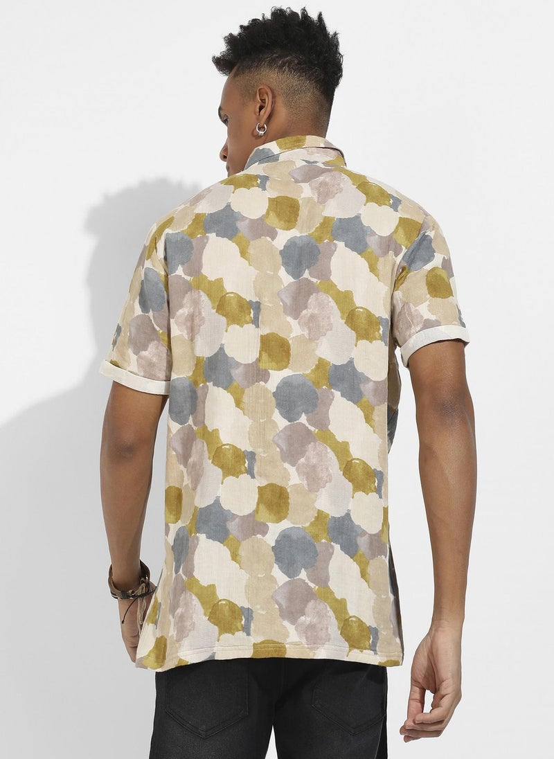 Instafab Plus Men's Multicolour Abstract Print Shirt - Image 3