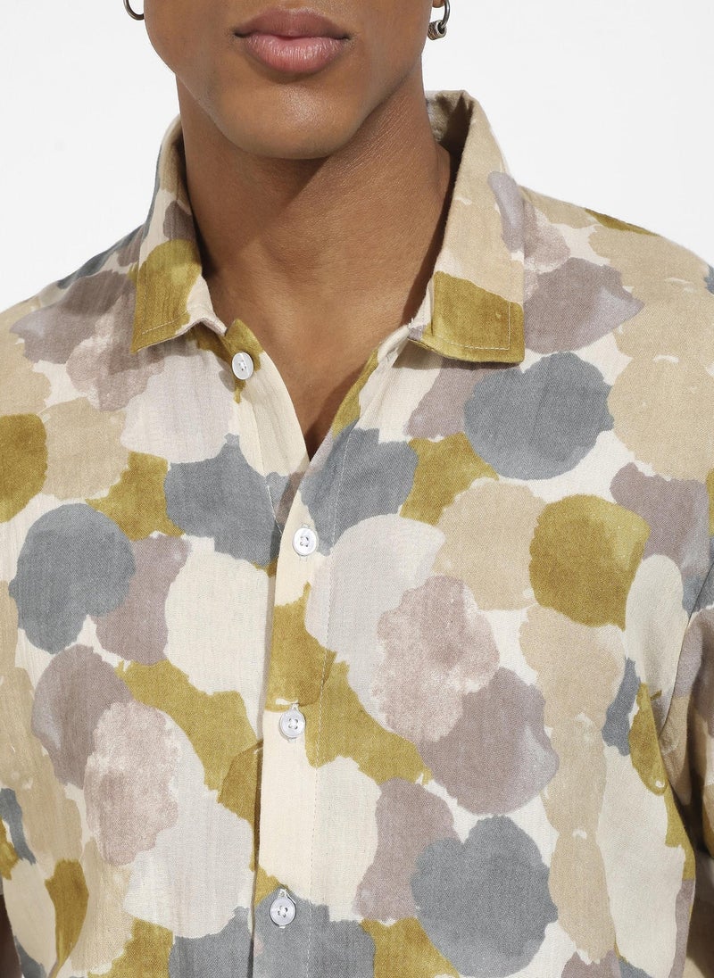 Instafab Plus Men's Multicolour Abstract Print Shirt - Image 5