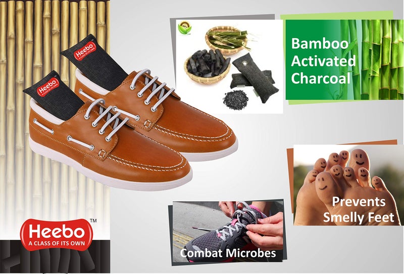 Heebo Natural Activated Bamboo Charcoal Shoe Odour Absorber & Moisture Remover | Odour Eliminator | Shoe Smell Remover | Shoe Moisture Remover | (75 g, Black) - Pack of 1 - Image 3