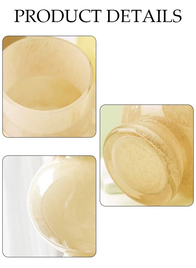 DUNISO Modern Irregularity Hollow Clear Glass Flower Vase Yellow for Table Centerpiece Wedding Dining Living Room Office House Decoration  - Image 3