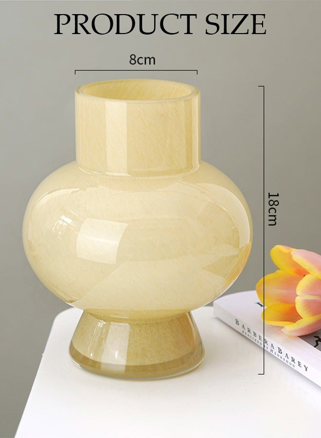 DUNISO Modern Irregularity Hollow Clear Glass Flower Vase Yellow for Table Centerpiece Wedding Dining Living Room Office House Decoration  - Image 4