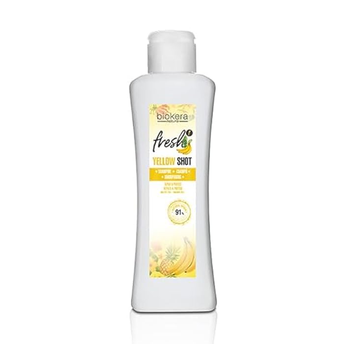 SALERM - Repair Shampoo Yellow Shot - Biokera Fresh - 300 ml - Repairs and Protects - For Shiny, Frizz-Free Hair - Sulfate-Free and Paraben-Free Shampoo - Image 1