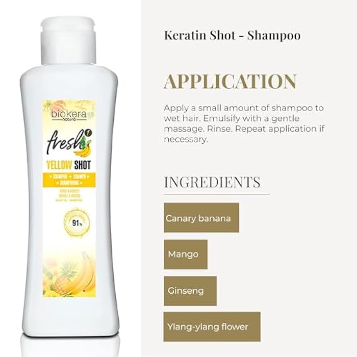 SALERM - Repair Shampoo Yellow Shot - Biokera Fresh - 300 ml - Repairs and Protects - For Shiny, Frizz-Free Hair - Sulfate-Free and Paraben-Free Shampoo - Image 4