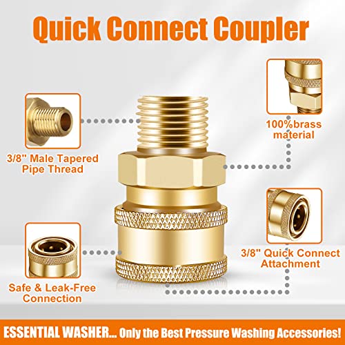 CLIO 3/8 NPT Quick Connect Fittings - 2 PCs 3/8 Inch Male Pressure Washer Quick Connect Fittings Quality Pressure Washer Quick Connect Kit - Image 3
