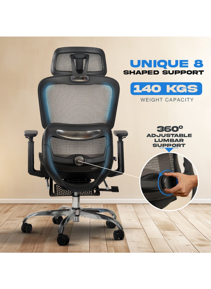 Ergonomic Office Chair for Work from Home, Computer Chair with Breathable Mesh, Adjustable Seat, Footrest, 3D Armrest, 2D Headrest & Lumbar Support | Mesh Chair for Office/Home Grey - pzsku/ZC94877F7E948294DB3D0Z/45/_/1736142481/02c532da-66df-4a00-bfe7-7480e64a8cfe