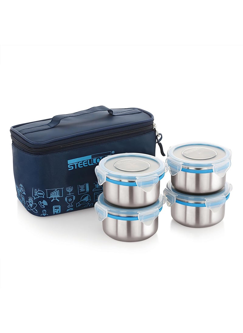 STEELLOCK STEELLOCK Lunch Box Stainless Steel Containers Leak Proof with BPA Free Air Tight Lids Fabric Jacket 280ml x 4pcs HL 1251  - Image 2