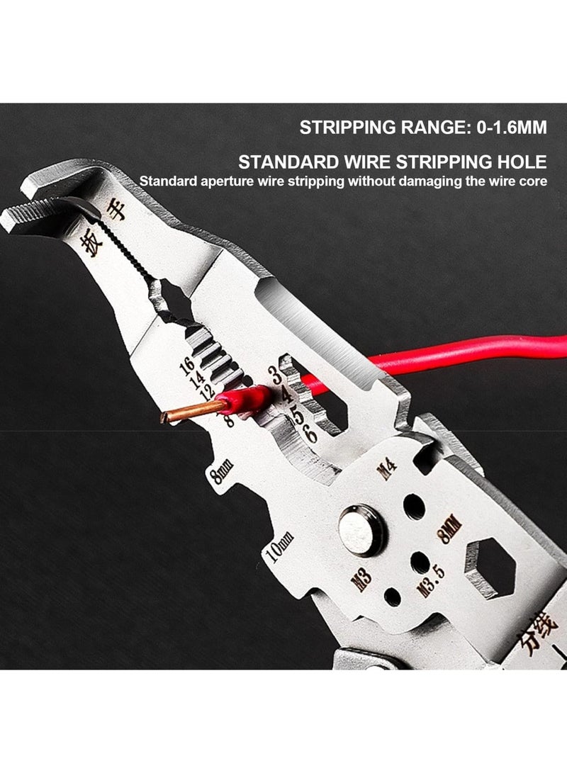 SOLARAE Multifunctional Wire Stripper, Professional Wire Stripping Tool, Portable Cable Stripper Crimper, Stainless Steel Wire Cutter, Ergonomic Handle Wire Crimper for Home Appliance Maintenance, Grey - Image 5