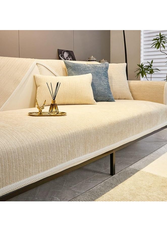 من الممكن أن يكون "غطاء أريكة شينيل ممتع وناعم - غطاء أريكة محبوك بخطوط بسيطة وناعمة لجميع الفصول، مقاوم للخدوش، حامي للفراش، حامي للأثاث، غطاء أريكة قابل للغسل غير قابل للانزلاق."