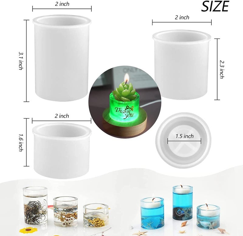 SNOOGG Pack of 2 Sizes Round Tea Light Candle Holder Silicone Moulds Use for Resin Casting for Event, Resin Art, Gifts - Image 2