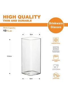 Garlo Drinking Glasses 13 oz,Thin Square Glasses Set of 4,Elegant Bar Glassware For Water,Juice,Beer, Drinks,and Cocktails and Mixed Drinks,Lead-Free Square Glass,Glass Drink Tumblers  - Image 2