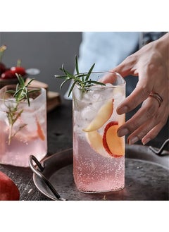 Garlo Drinking Glasses 13 oz,Thin Square Glasses Set of 4,Elegant Bar Glassware For Water,Juice,Beer, Drinks,and Cocktails and Mixed Drinks,Lead-Free Square Glass,Glass Drink Tumblers  - Image 4