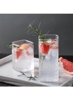 Garlo Drinking Glasses 13 oz,Thin Square Glasses Set of 4,Elegant Bar Glassware For Water,Juice,Beer, Drinks,and Cocktails and Mixed Drinks,Lead-Free Square Glass,Glass Drink Tumblers  - Image 5