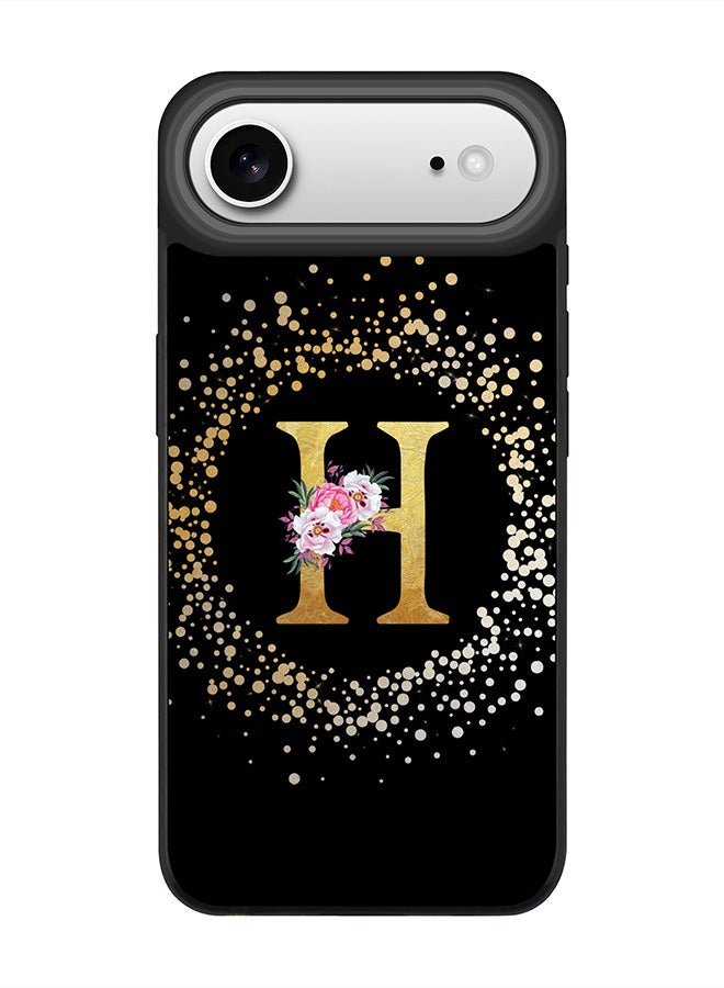 Stylizedd iPhone Air Case, [Compatible with MagSafe] Slim Magnetic cover Phone Case iPhone Air -Custom Monogram Floral - H ( Black ) - Image 1