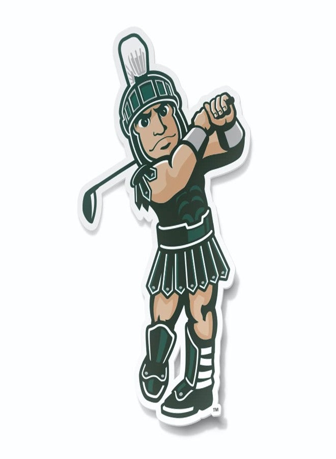 Nudge Printing Michigan State University Sticker Spartans Sparty Athletic Sports Heavy-Duty Waterproof Car Decal for Windows, Laptops, or Water Bottles (Golfing Sparty) - Image 1