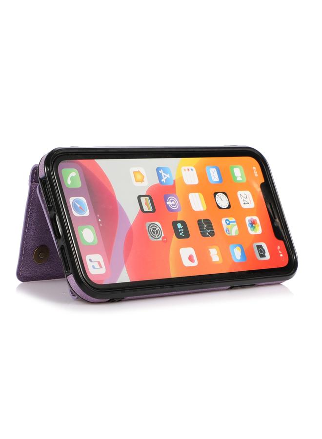 Zaboon Case For iPhone 12 / 12 Pro Three-fold Leather Phone Case with Card Slot & Wallet & Holder - Image 4