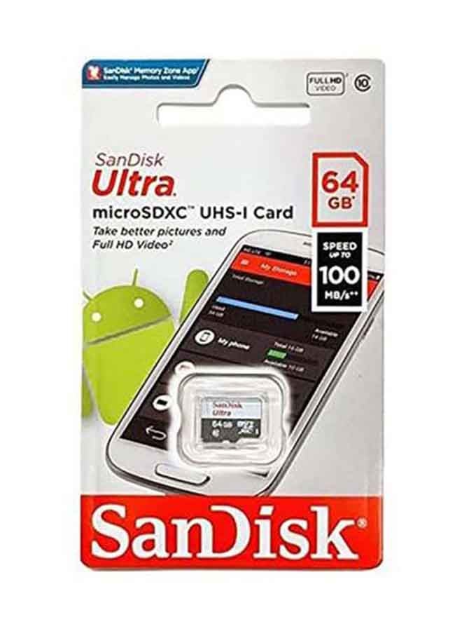 سانديسك بطاقة Ultra 64GB بسرعة 100 ميجابايت/ثانية UHS-I فئة 10 Micro SDXC SDSQUNR-064G-GN3MN 64.0 جيجابايت - Image 3